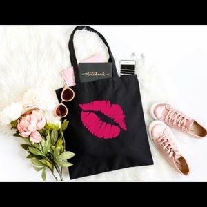 Red Lips Tote Bag,Makeup Tote Bag, Lipstick Bag.